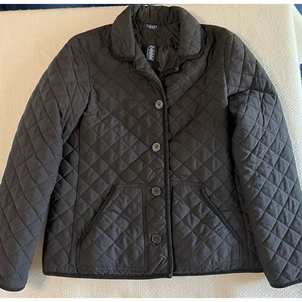 Chaps Black Quilted Lightweight Barn Jacket Size Large